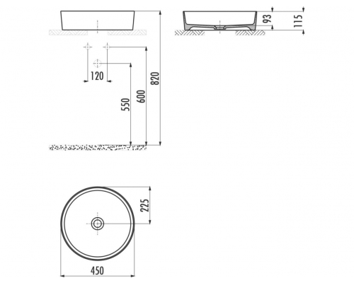 Lavoar Rotund Creavit Loop LP145-00AM00E Antracit Mat