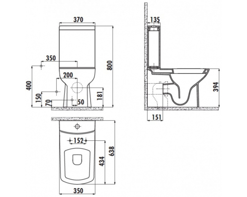 Vas WC cu functie de bideu Creavit Lara LR360-00CB00E Alb